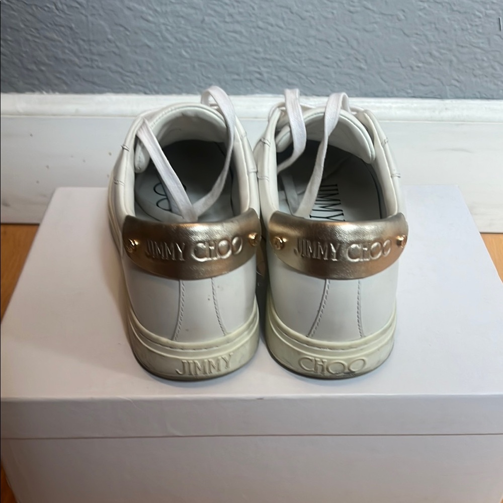 Jimmy Choo White Sneakers Sleek Minimalist Design - Picture 4 of 7
